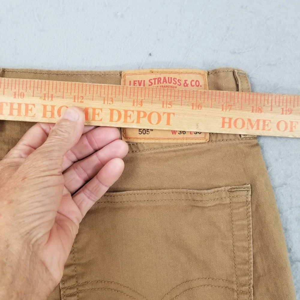 Levi's Pants Mens 36x30 Tan 505 Regular Fit Khaki Cotton Stretch Straight Leg
